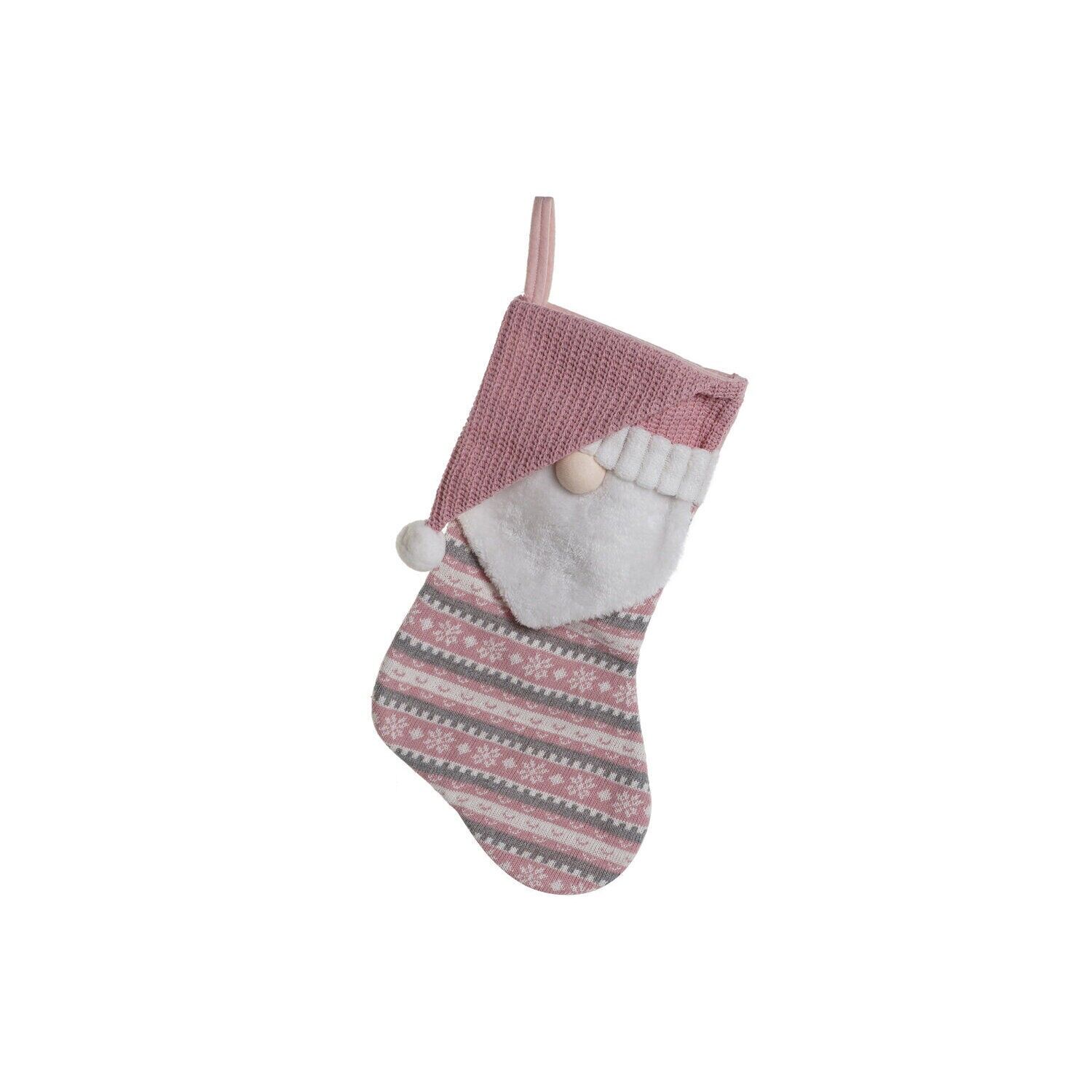 Chaussette de Noël rose en polyester 29 x 1 x 53 cm - Décoration de Noël - NV207131