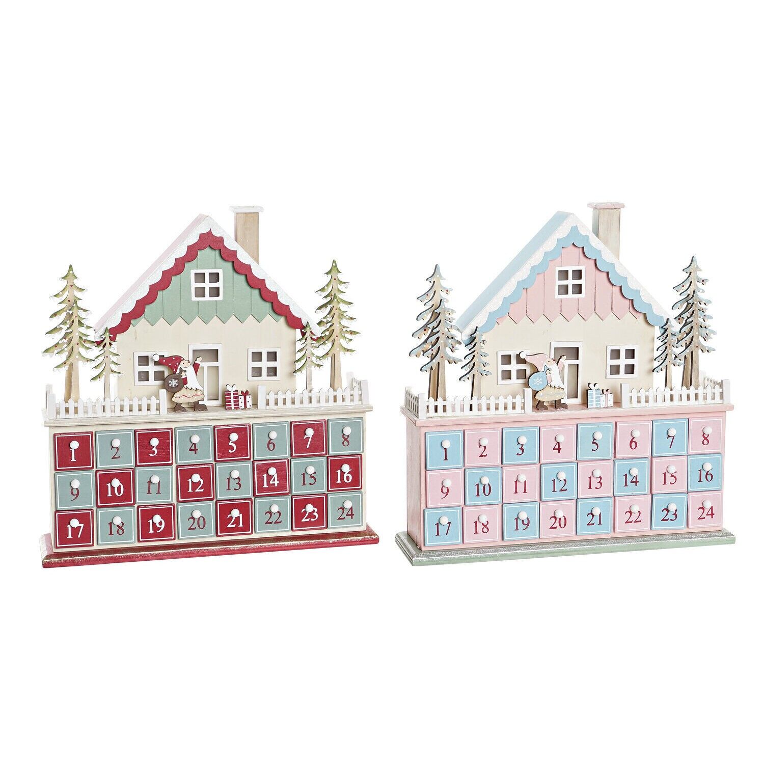 Wooden Advent Calendar 32x8x33 Houses 2 Assorted - Christmas Decoration - NV198456
