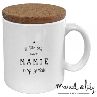 Mug "Mamie trop géniale" avec son couvercle en liège