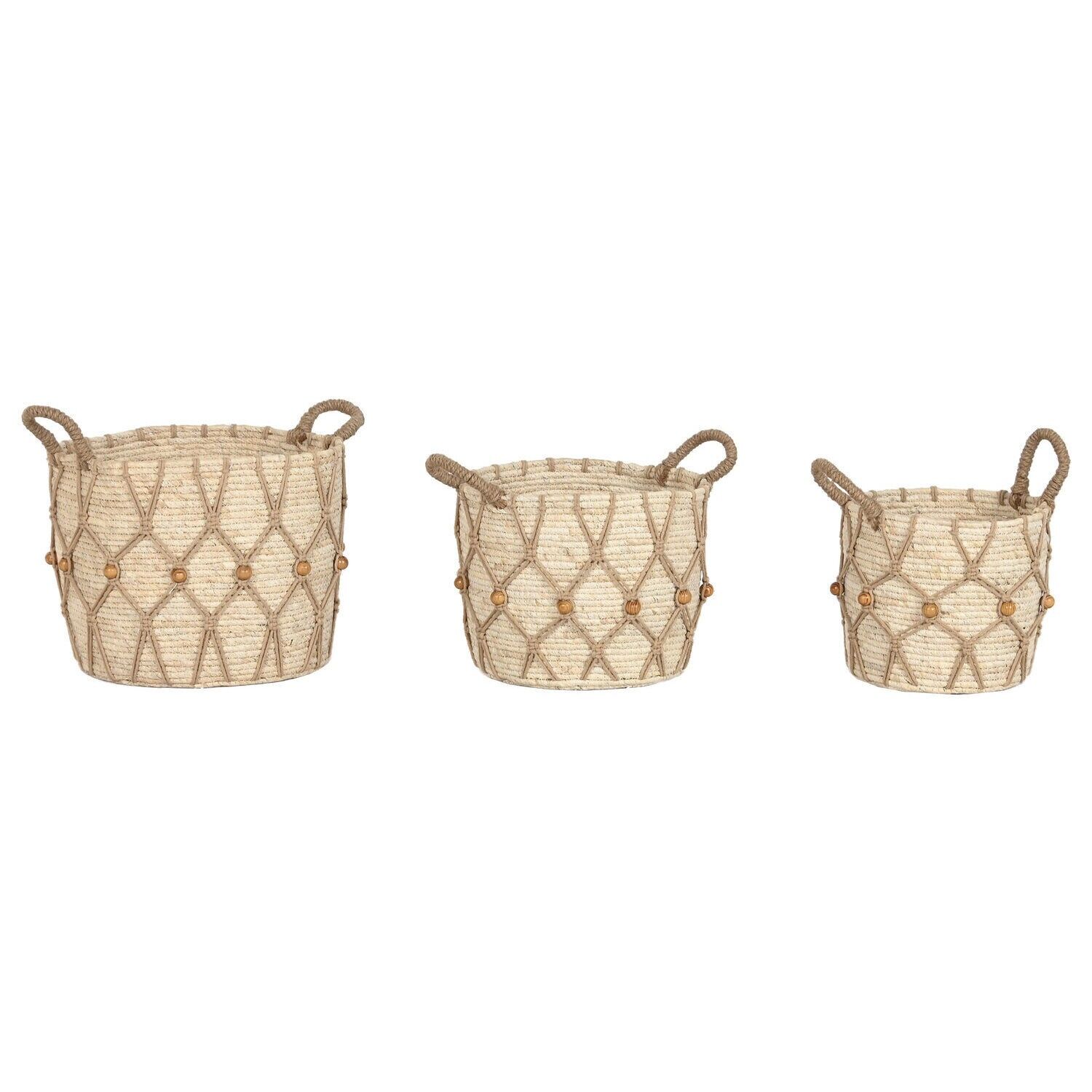 Ensemble de 3 paniers en fibre de coton 33x33x28 naturel DC222944