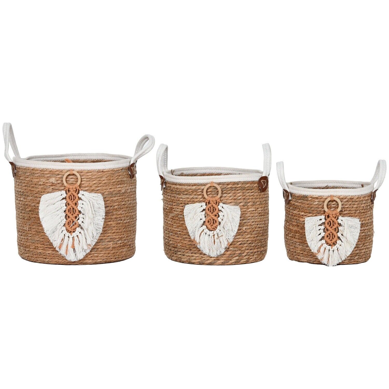 Ensemble de 3 paniers en fibre de coton 34x34x28 naturel DC217447