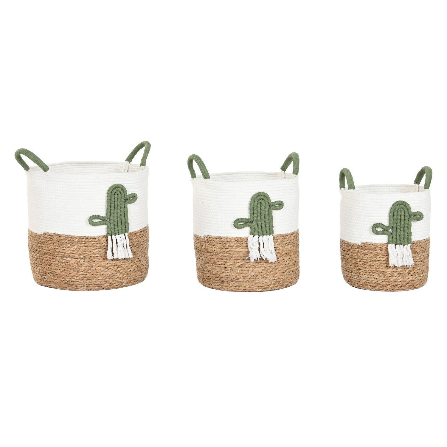 Ensemble de 3 paniers en fibre de coton 38x38x37 blanc DC222941