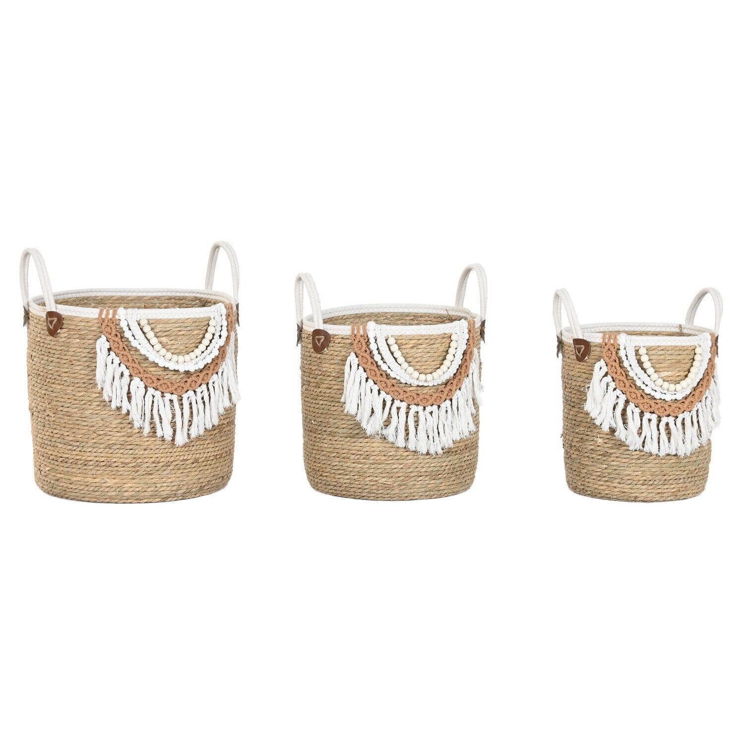 Ensemble de 3 paniers en fibre de coton 40x40x47 naturel DC222945