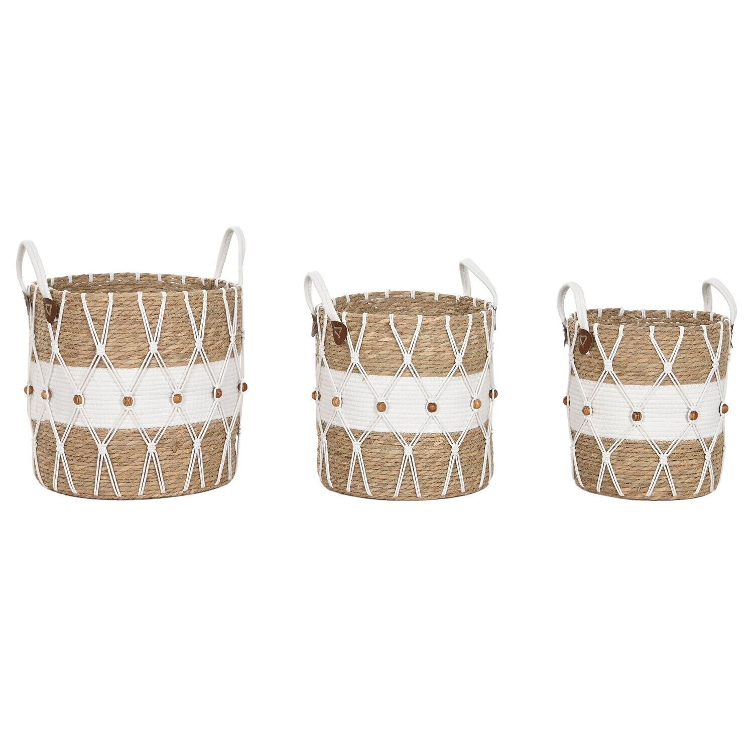Ensemble de 3 paniers en corde de fibre naturelle 38x38x46 DC219881
