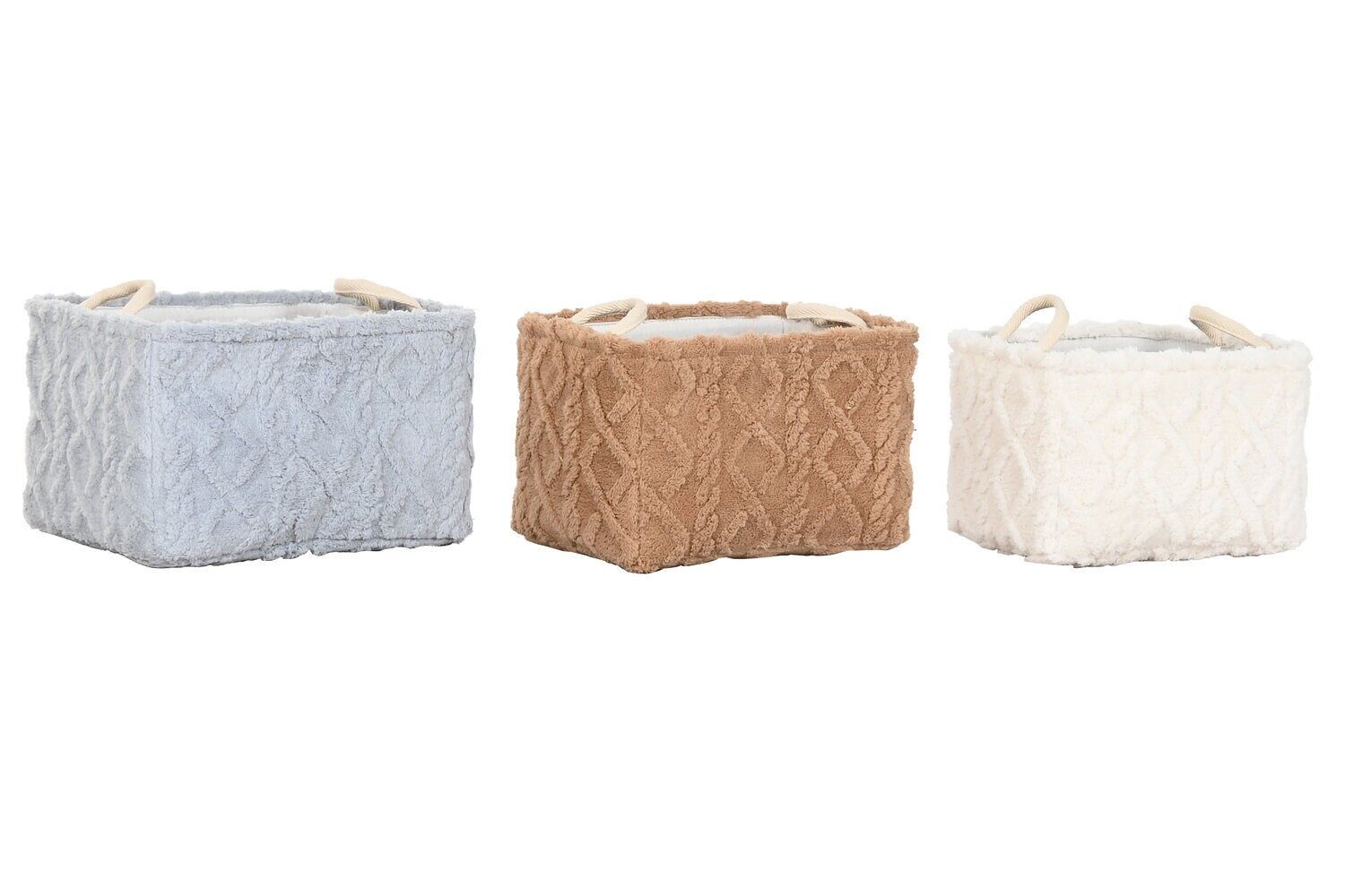 Ensemble de 3 paniers en polyester beige 42x32x27 DC199157