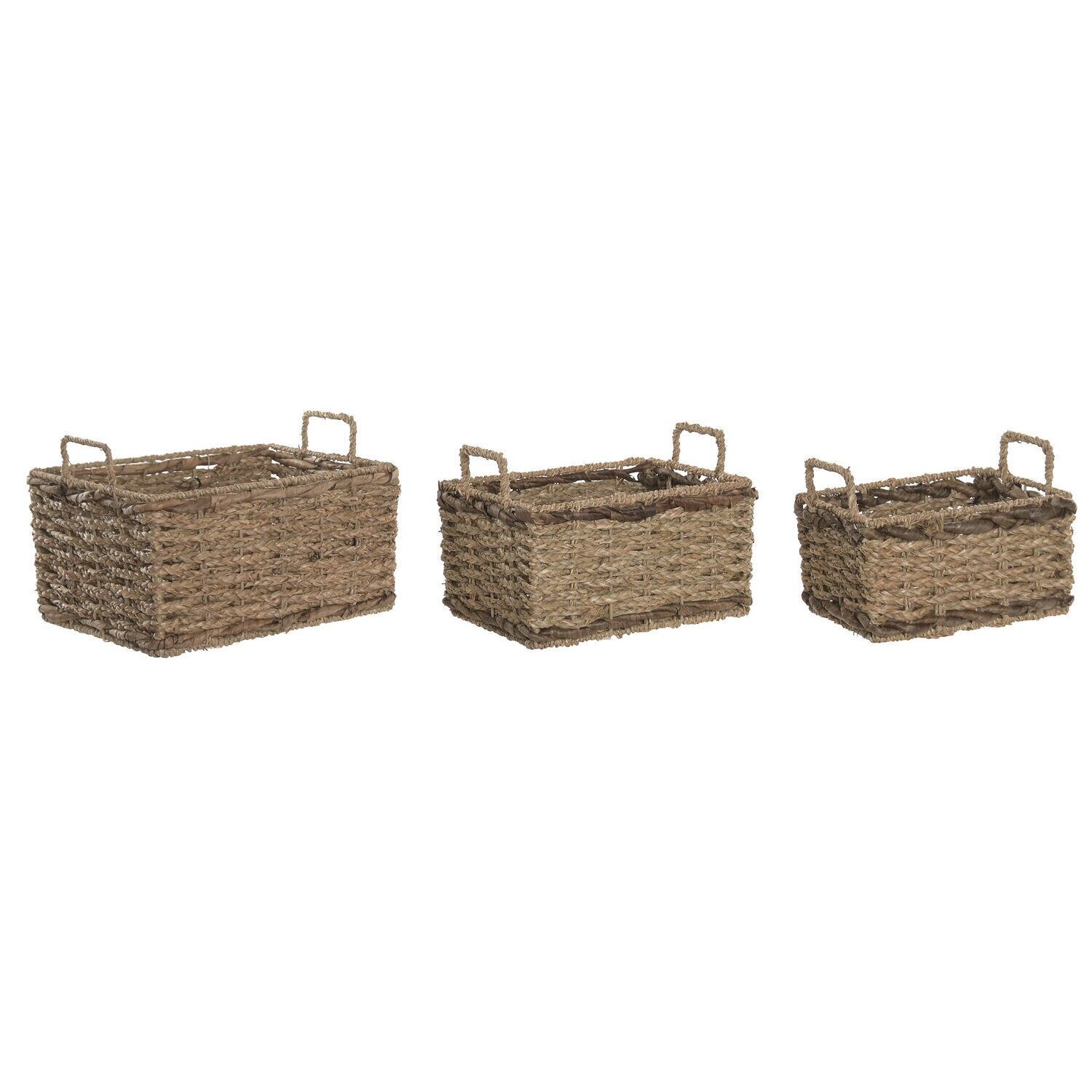 Ensemble de 3 paniers en jonc de mer naturel 36x27x24 DC222989