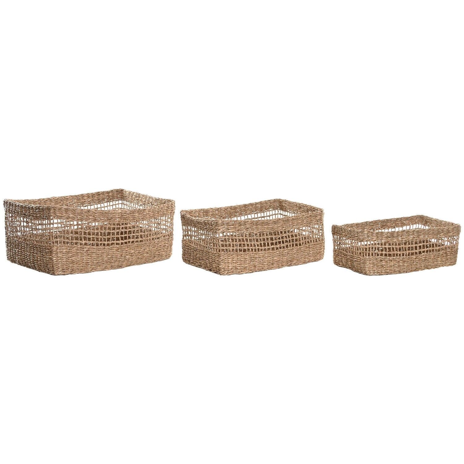 Ensemble de 3 paniers en jonc de mer naturel 45x30x19 DC221721