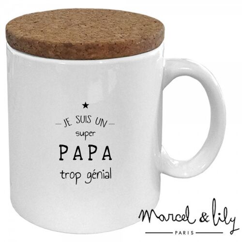 Mug "Papa trop génial" avec son couvercle en liège