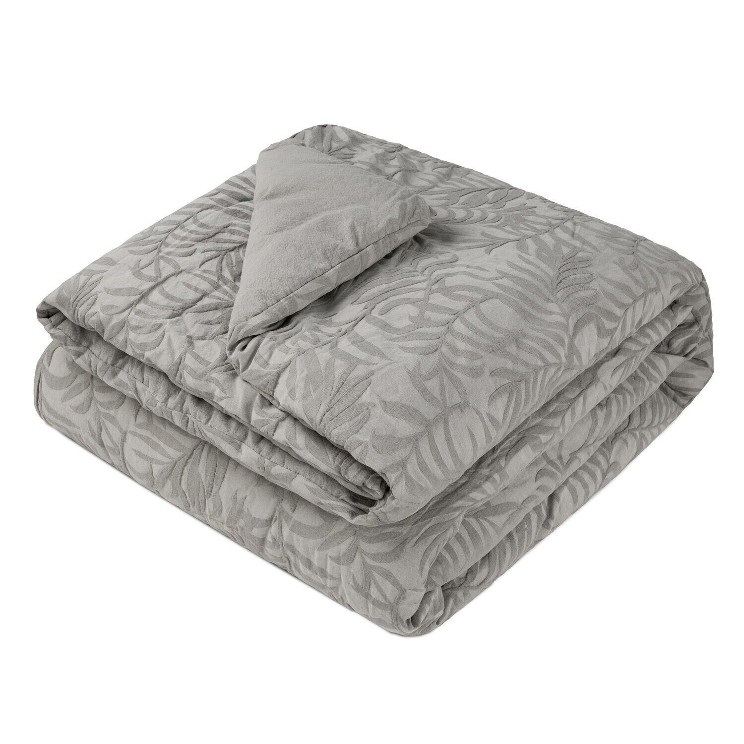 Couvre-lit en coton 180x260 150 g/m² jacquard gris TX221445