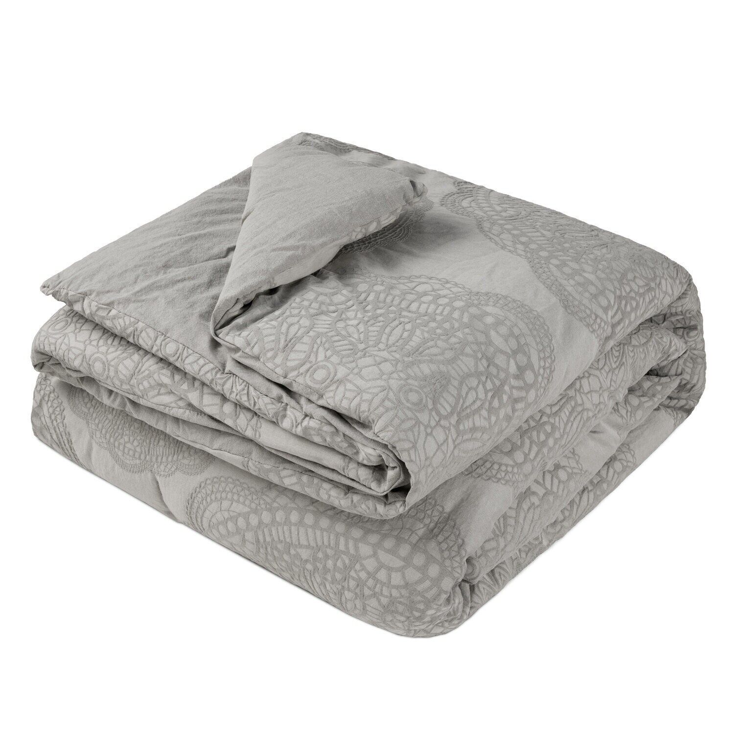 Couvre-lit en coton 180x260 150 g/m² jacquard gris TX221449