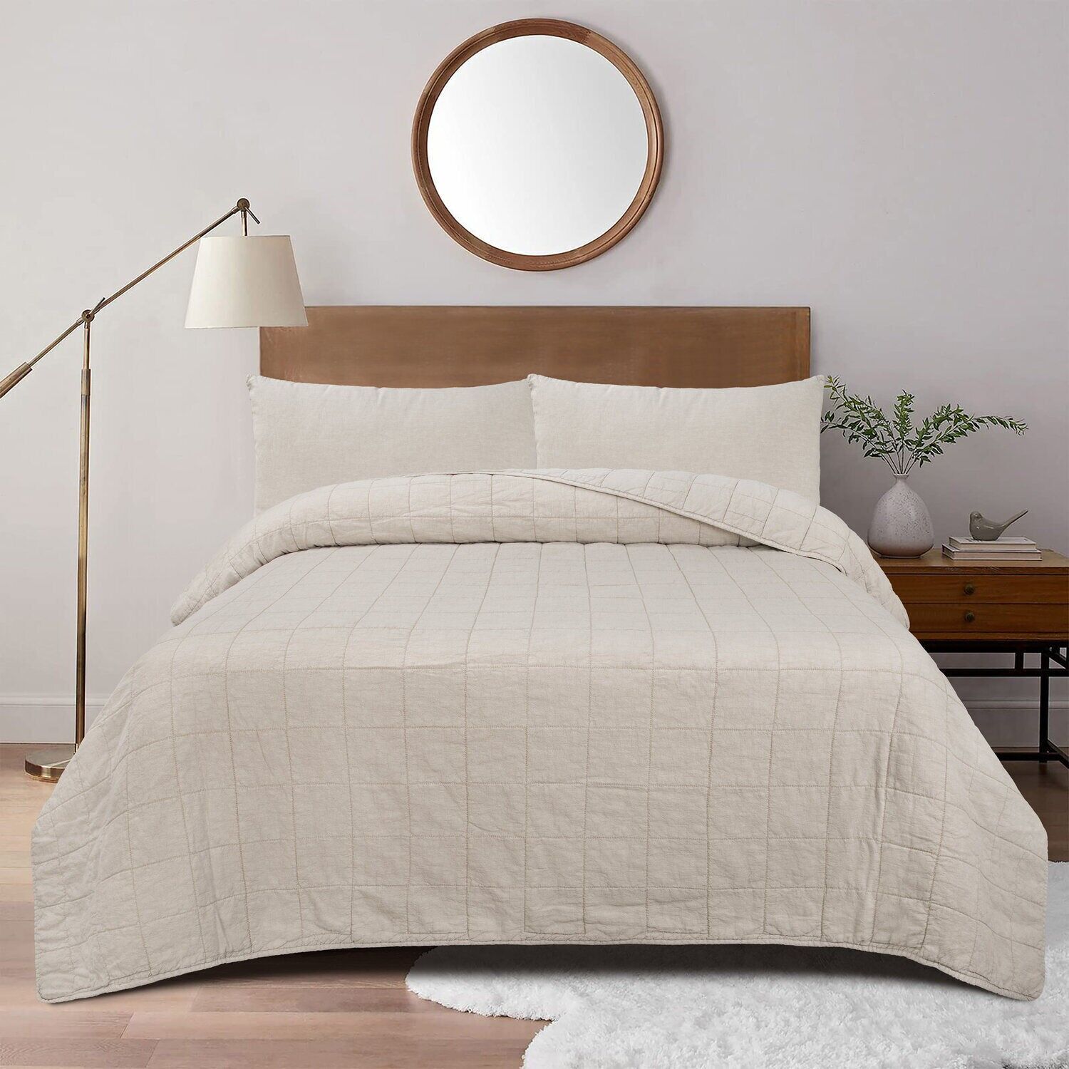 Couvre-lit en lin 180x260 120 g/m² lavé à la pierre TX221429