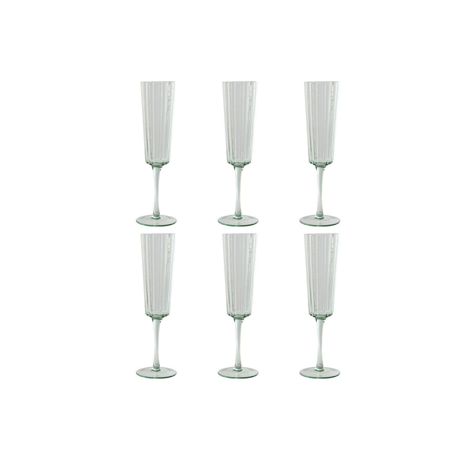 Copa set 6 cristal 6x6x23,7 230ml burbujas verde PC215744