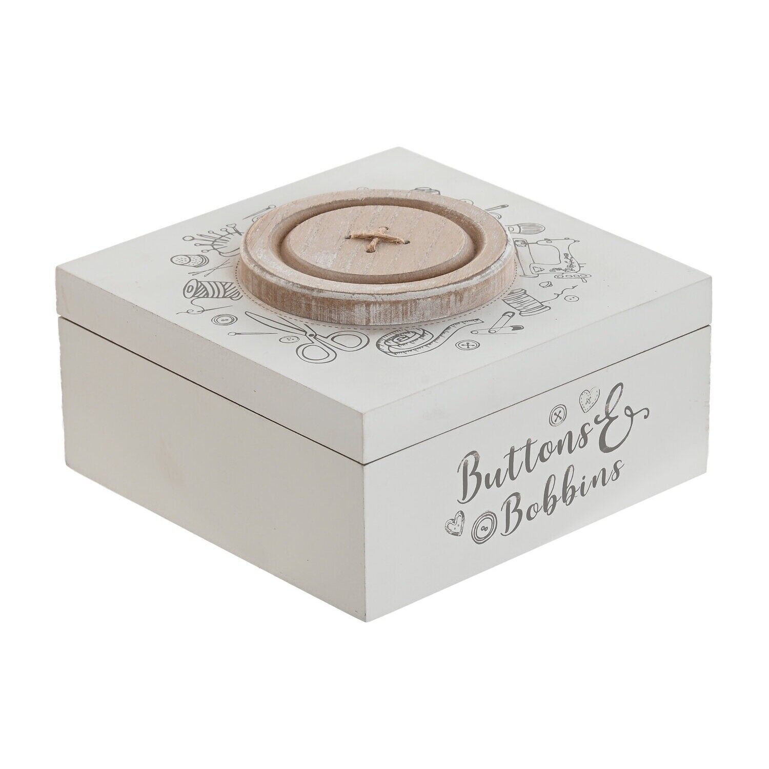 Nähkasten aus MDF, 18x18x10, naturfarben, JO220318