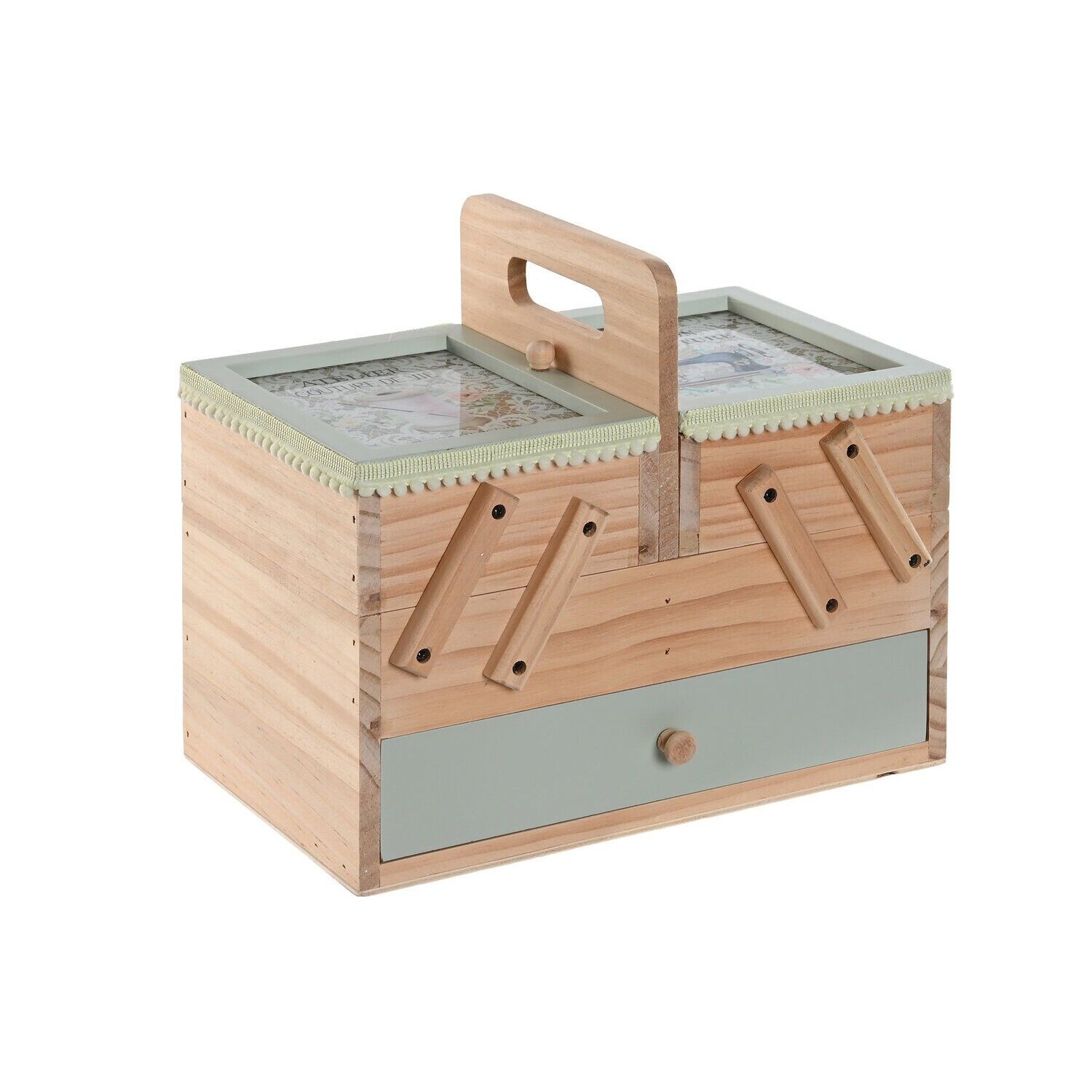 Nähkasten aus MDF, 26,5 x 15,5 x 23 cm, naturfarben, JO220325