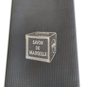 Torchon brodé et essuie-mains en coton savon de marseille gris f 6