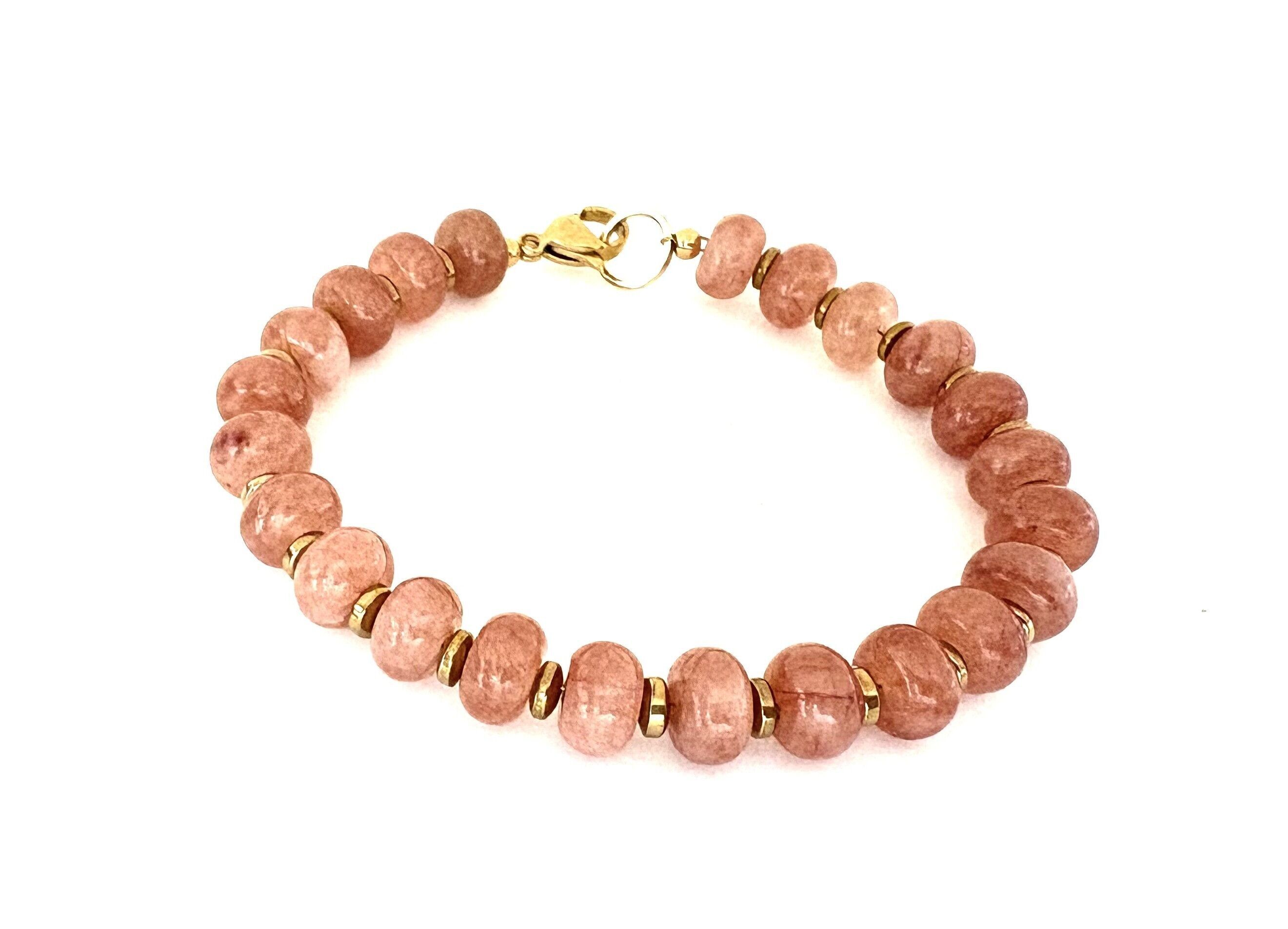 Armband aus Naturstein, Vintage-Rosa