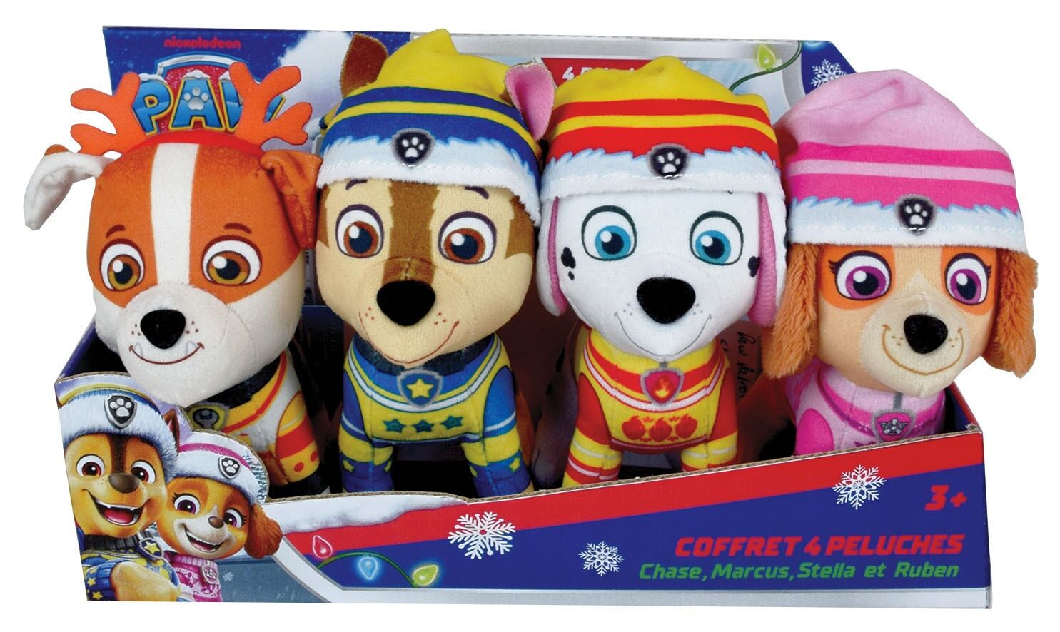 Set de regalo navideño de la Patrulla Canina con 4 peluches (12 cm)