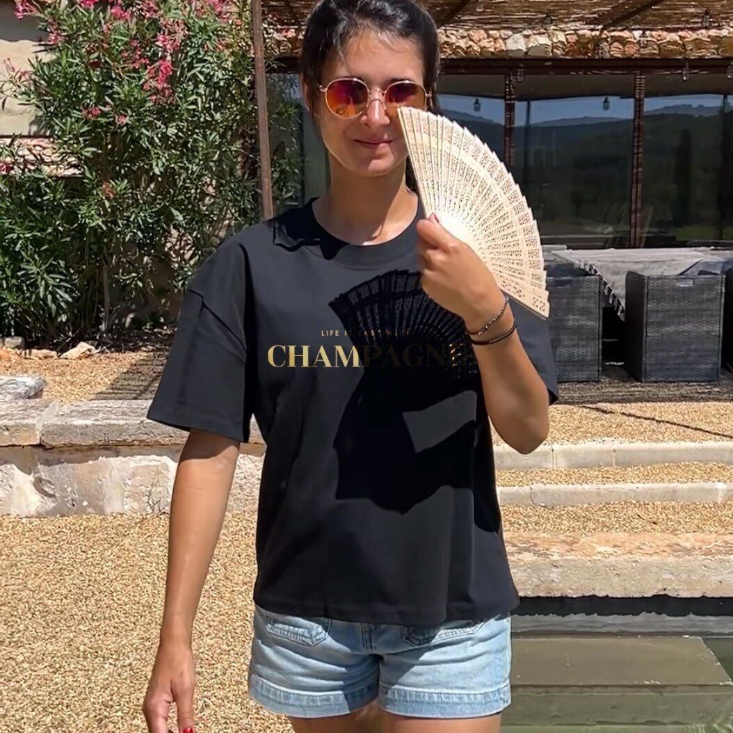 La vie est facile avec du champagne - T-shirt oversize noir
