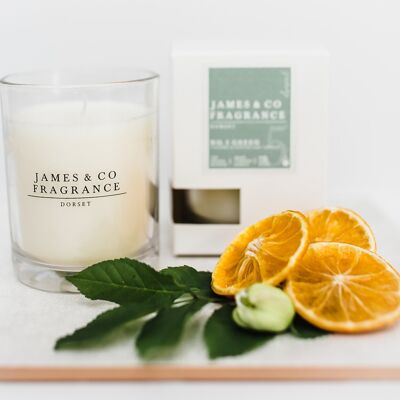 No. 5 green 35hr glass candle