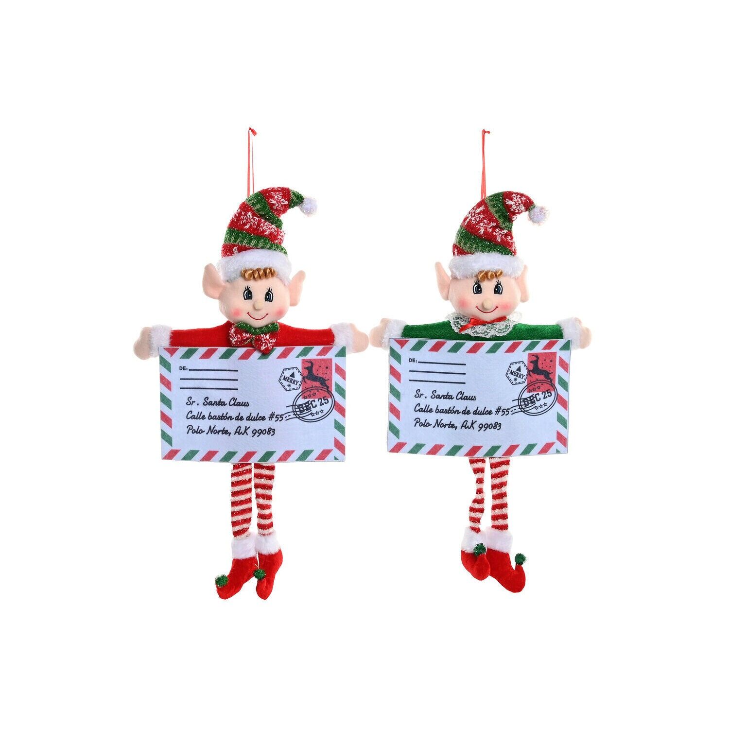 Polyester hanging decoration 30x9x55 elf 2 assorted - Christmas decoration - NV220679