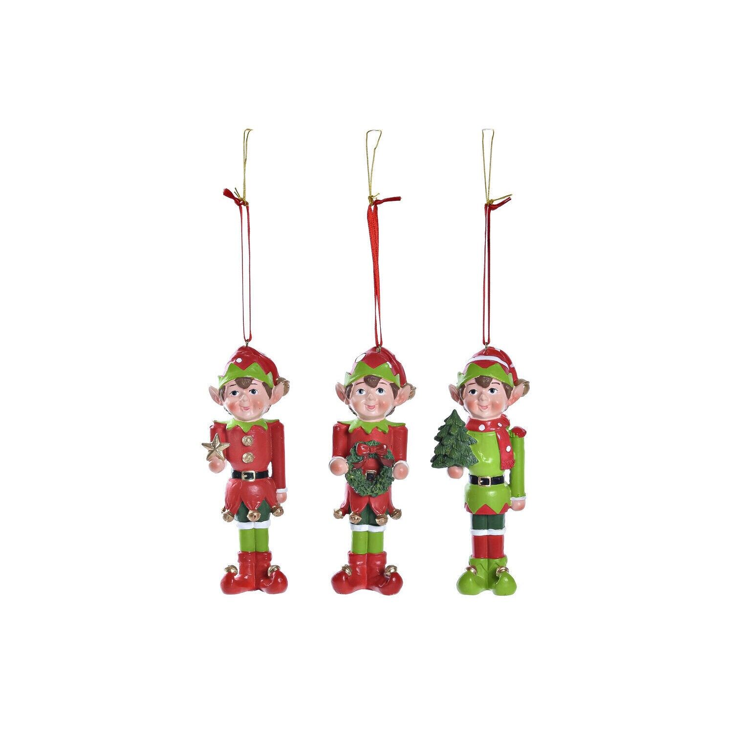 Resin hanging decoration 5x4x14 elf 3 assorted - Christmas decoration - NV198621