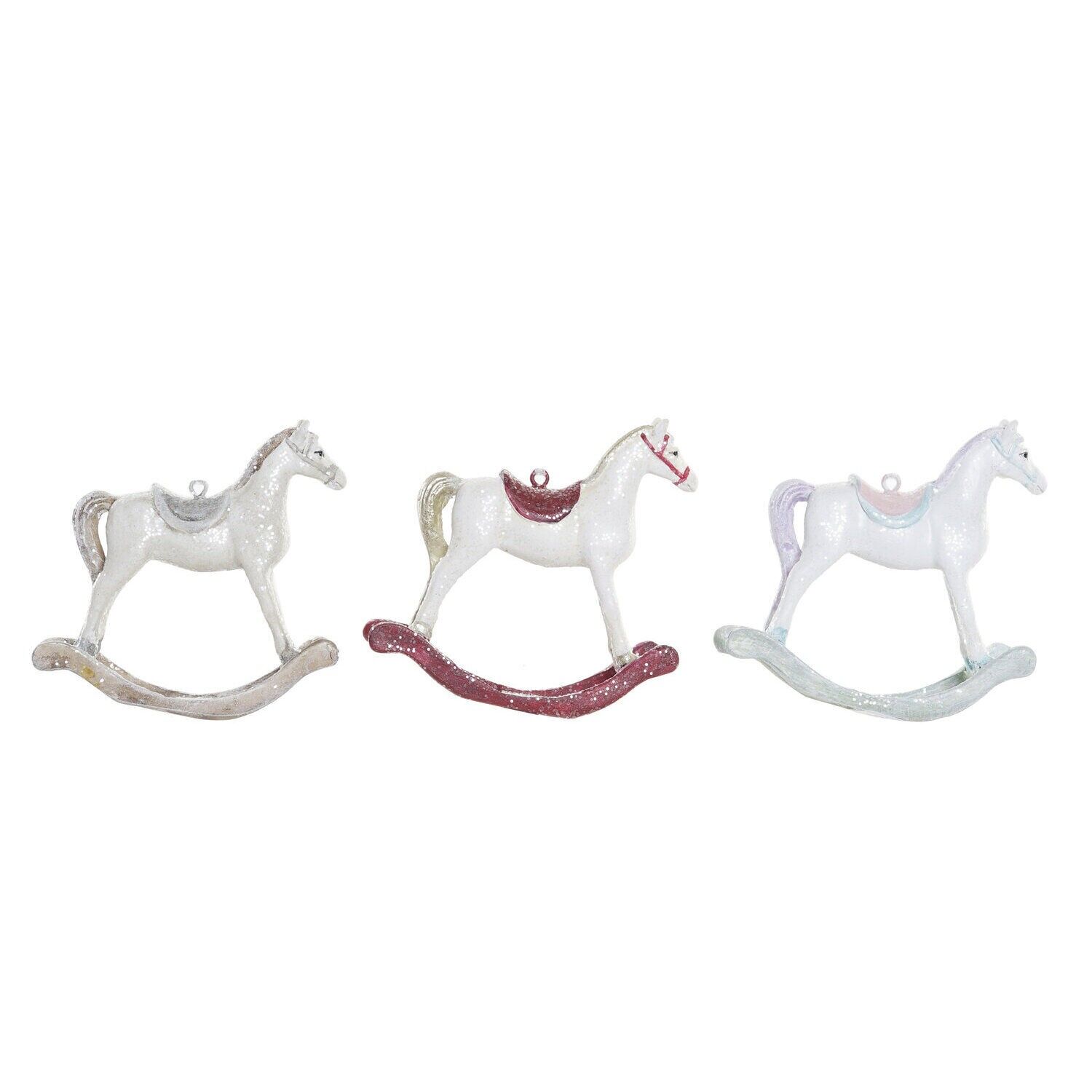 Décoration suspendue en résine 8x3x8,5 cheval à bascule 3 sud - Décoration de Noël - NV184022