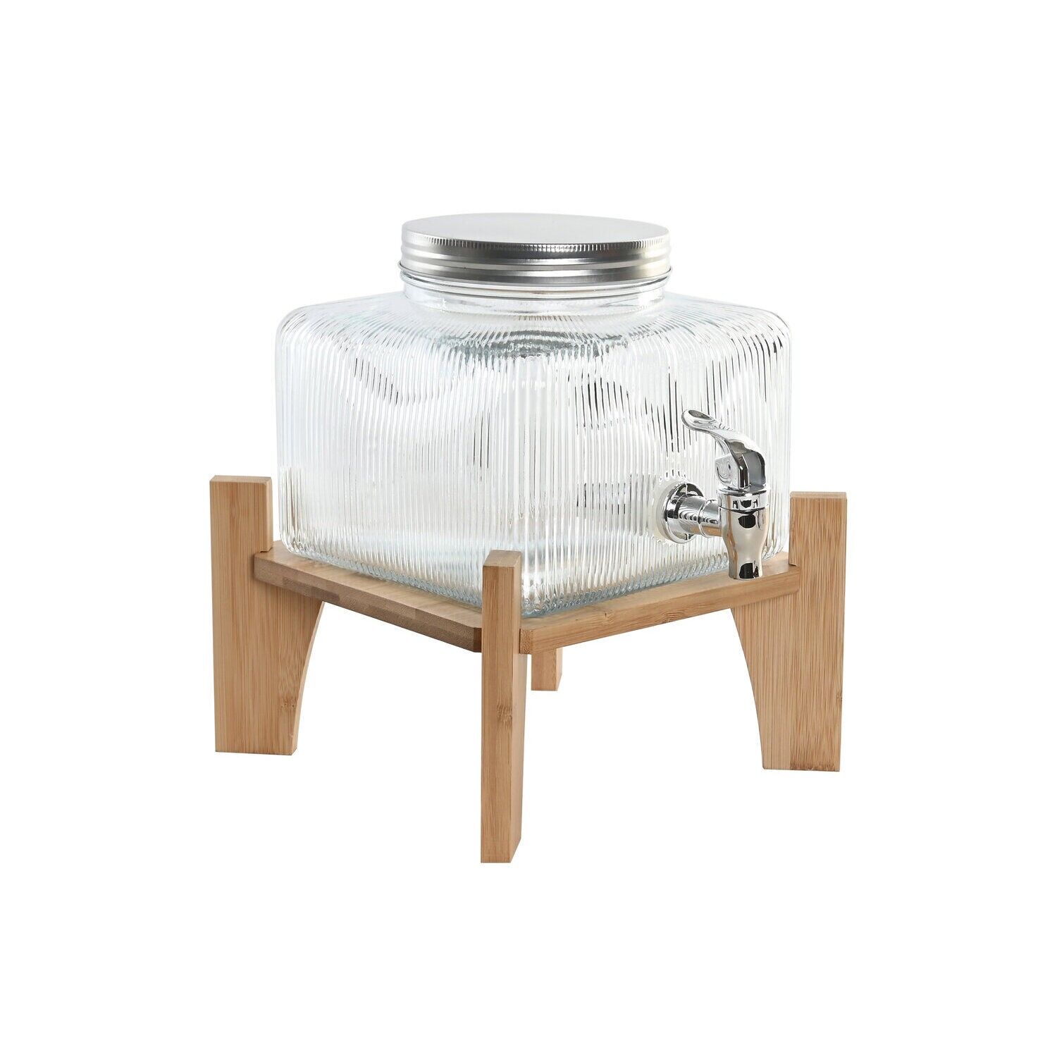 Bamboo glass beverage dispenser 19x19x16 3.5l PC219746