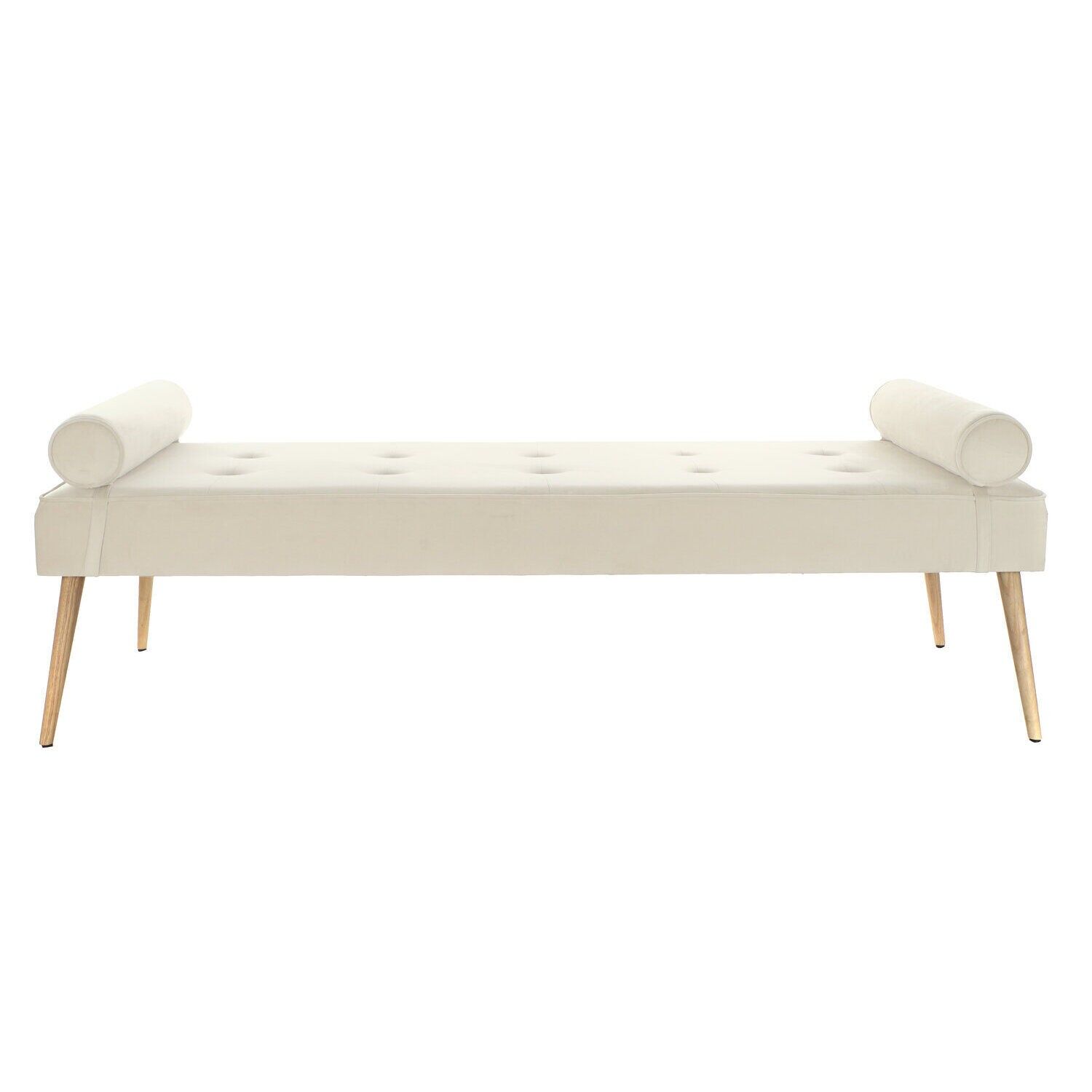 Divan en polyester métallisé 184x76x62 crème MB220929
