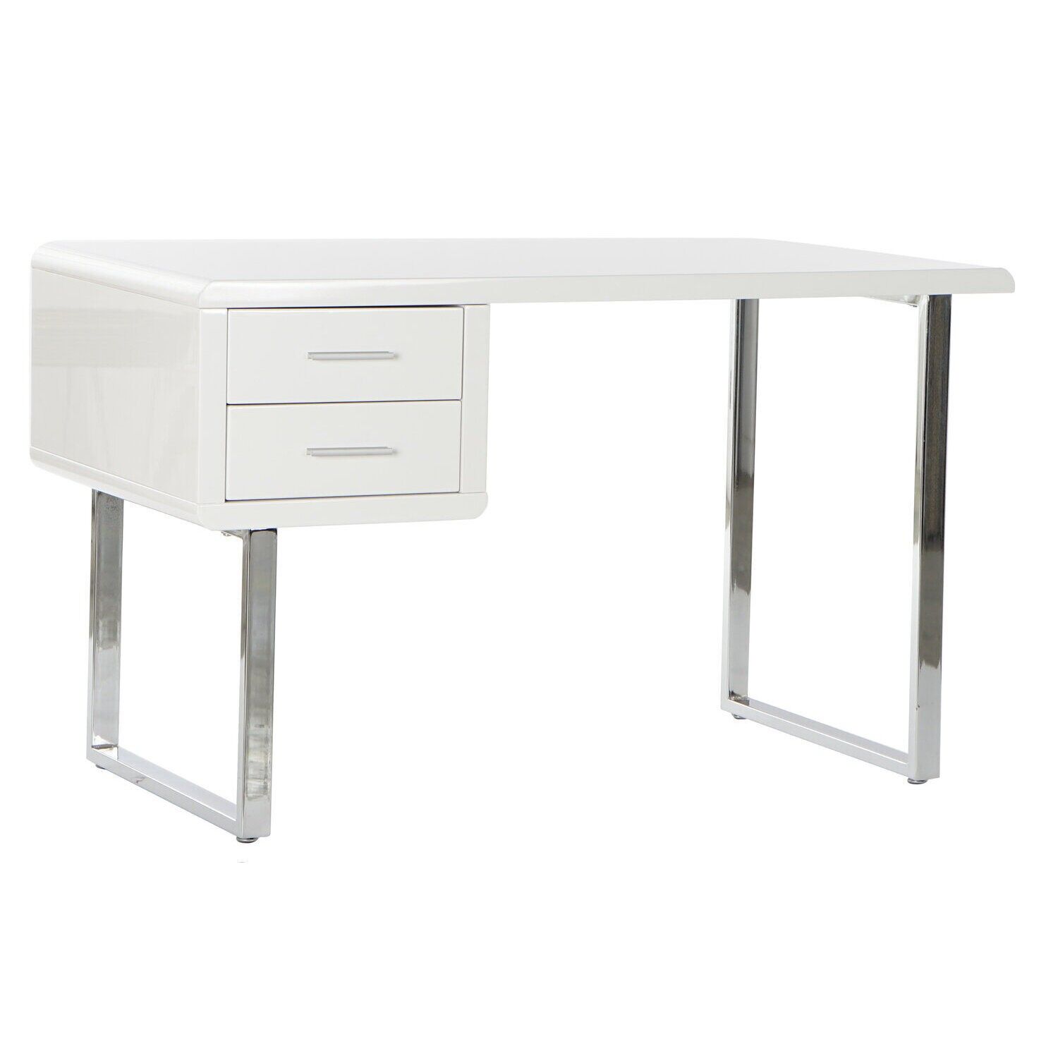 Bureau en MDF et métal 120x55x76 blanc chromé MB182801