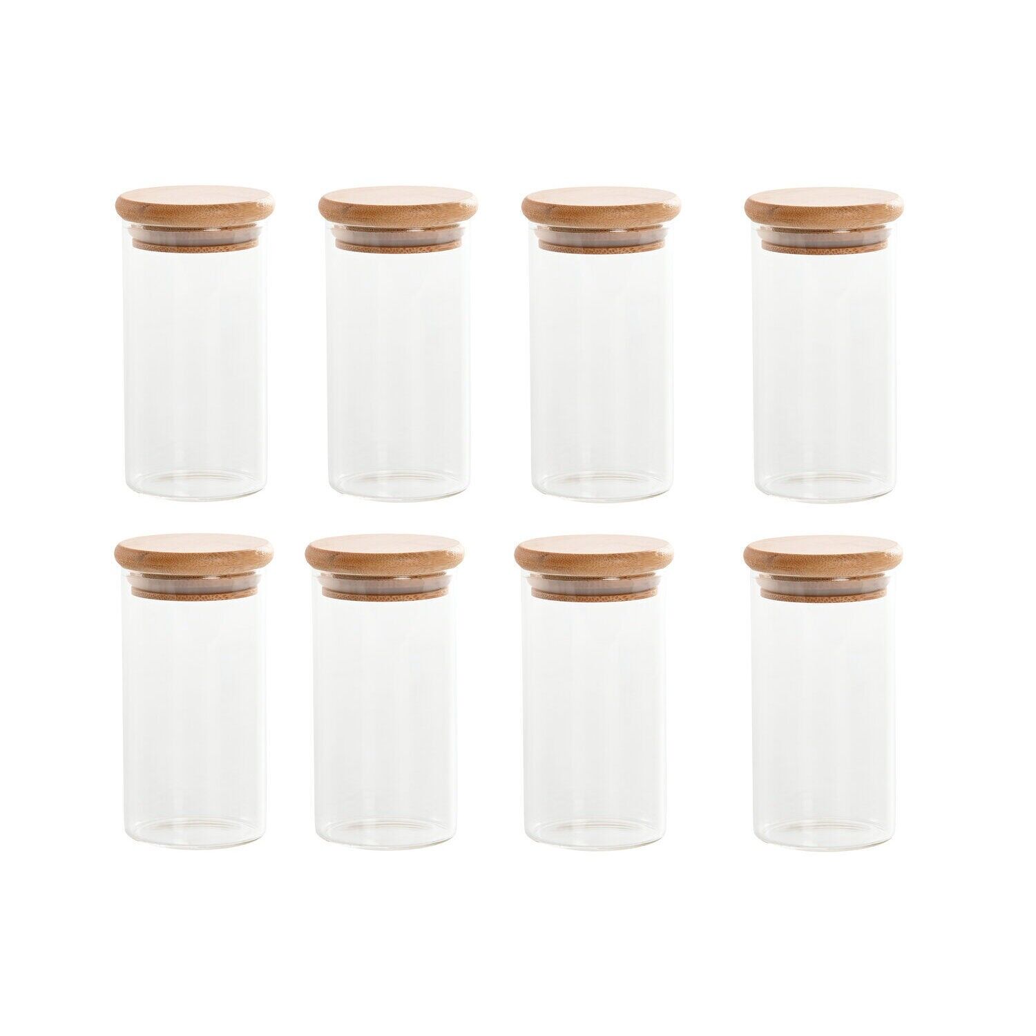 Spice set 8 glass bamboo 5x5x10.5 160ml PC219777
