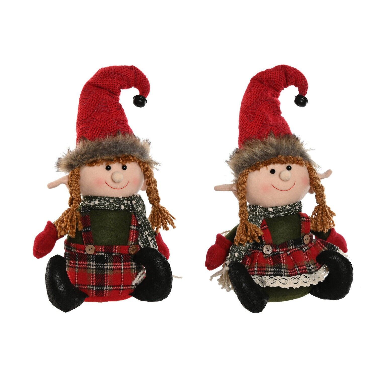 Polyester figure 21x10x34 elf 2 assorted - Christmas decoration - NV214028