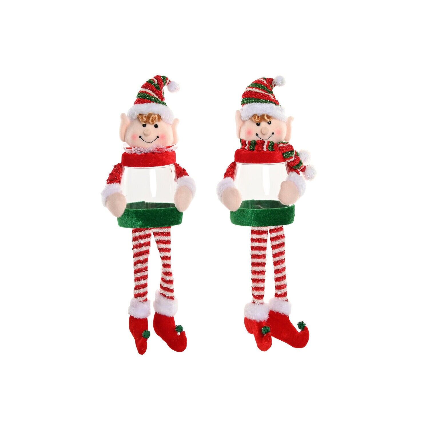 Polyester PE figure 15x15x46 elf 2 assorted - Christmas decoration - NV220681