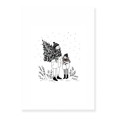 Poster im Wald - Papa und Tochter