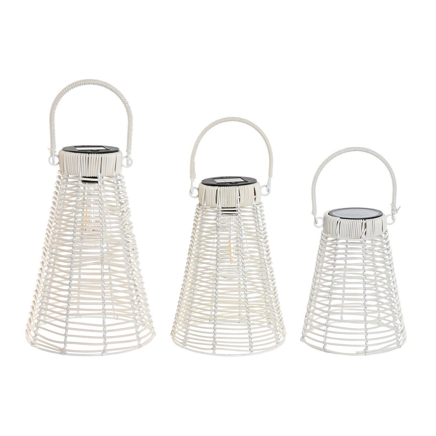 Ensemble de 3 lampes solaires en rotin synthétique 20x20x30 mm avec batterie LA218333