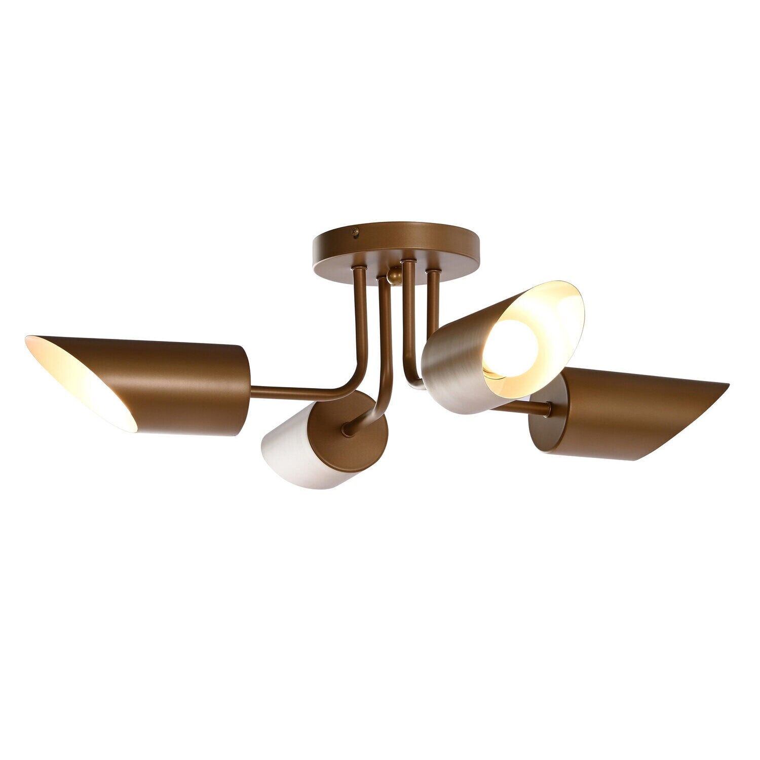 Metal ceiling lamp 67x67x20 4 spotlights gold LA206019