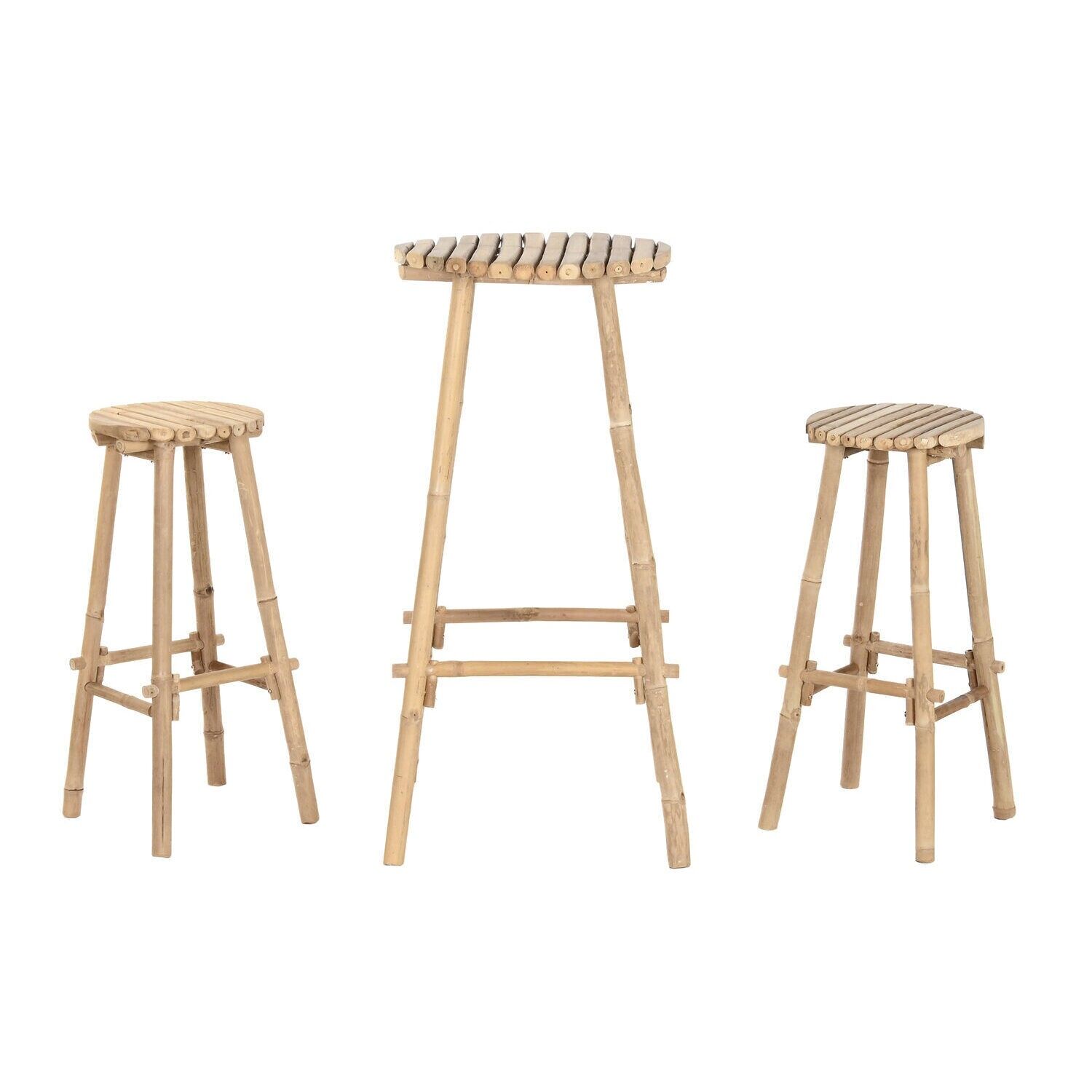 Bar table set 3 bamboo 50x50x105 2 stools MB218225