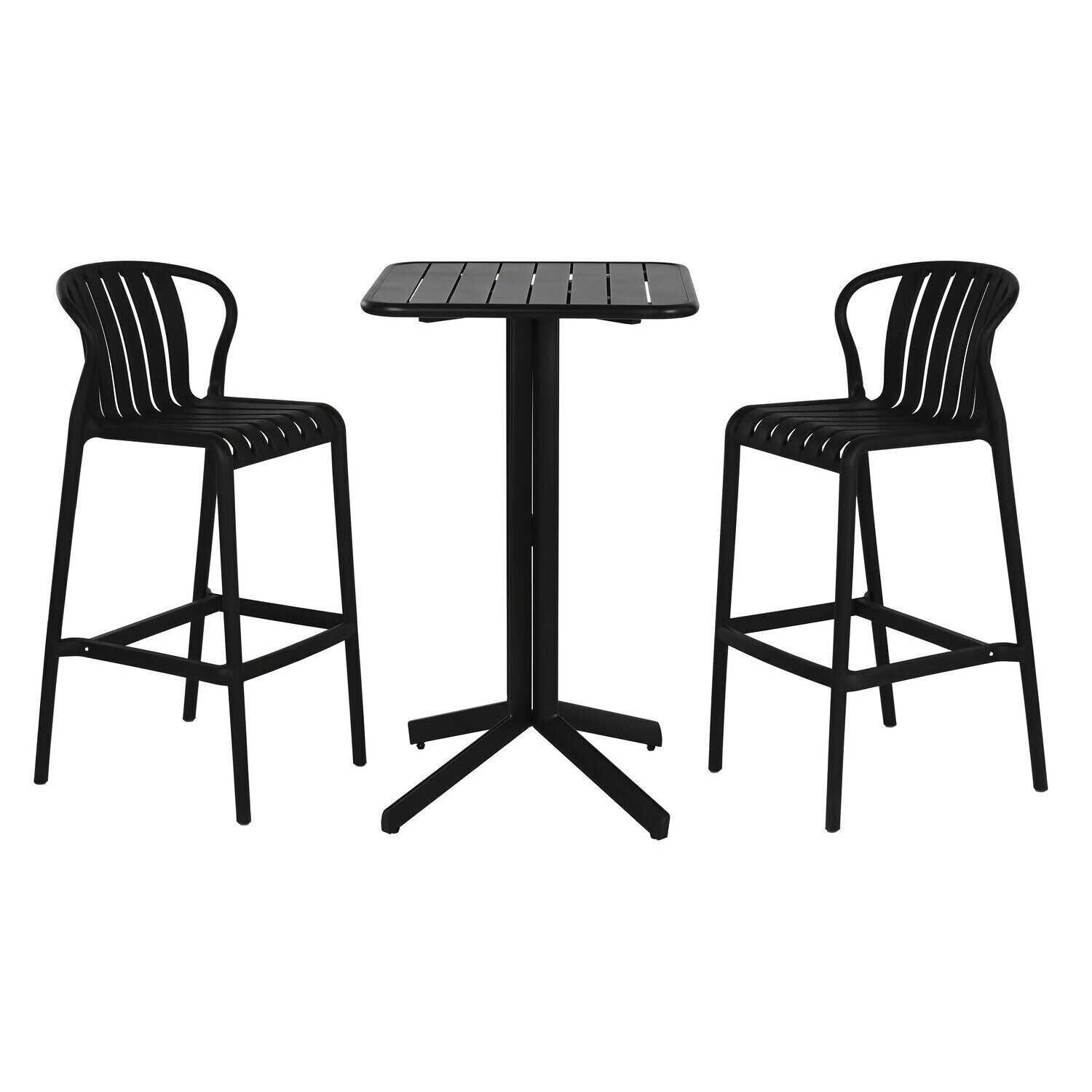 Bar table set 3 pp metal 60x60x102 black stool MB218235