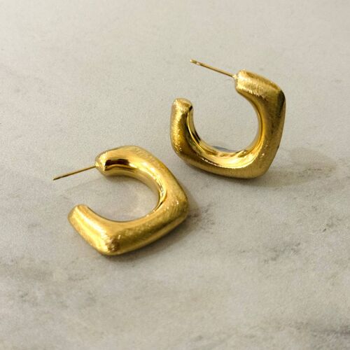 Lemou Brushed Gold  Square Earrings