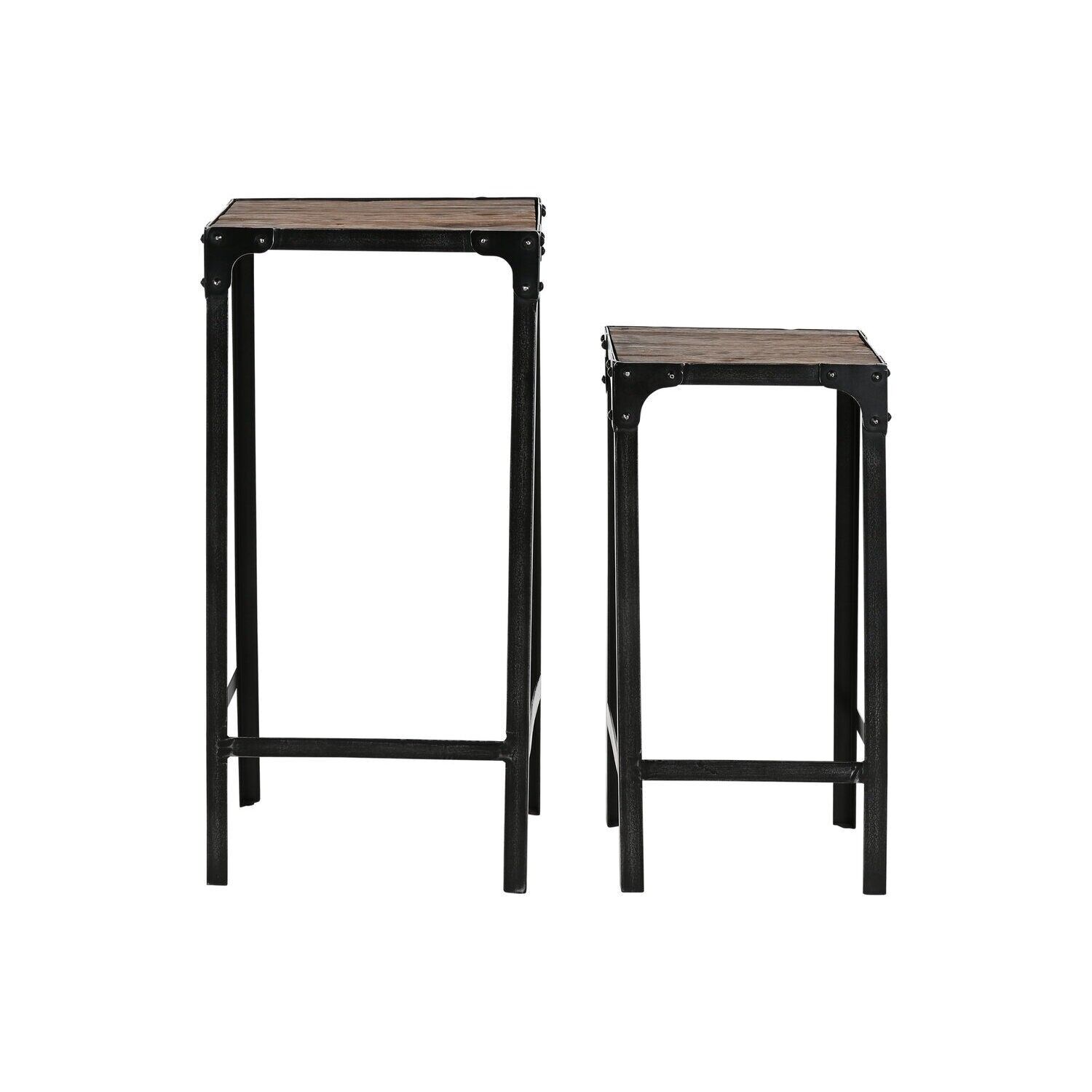 Side table set of 2, iron, 38x38x75, recycled MB216567
