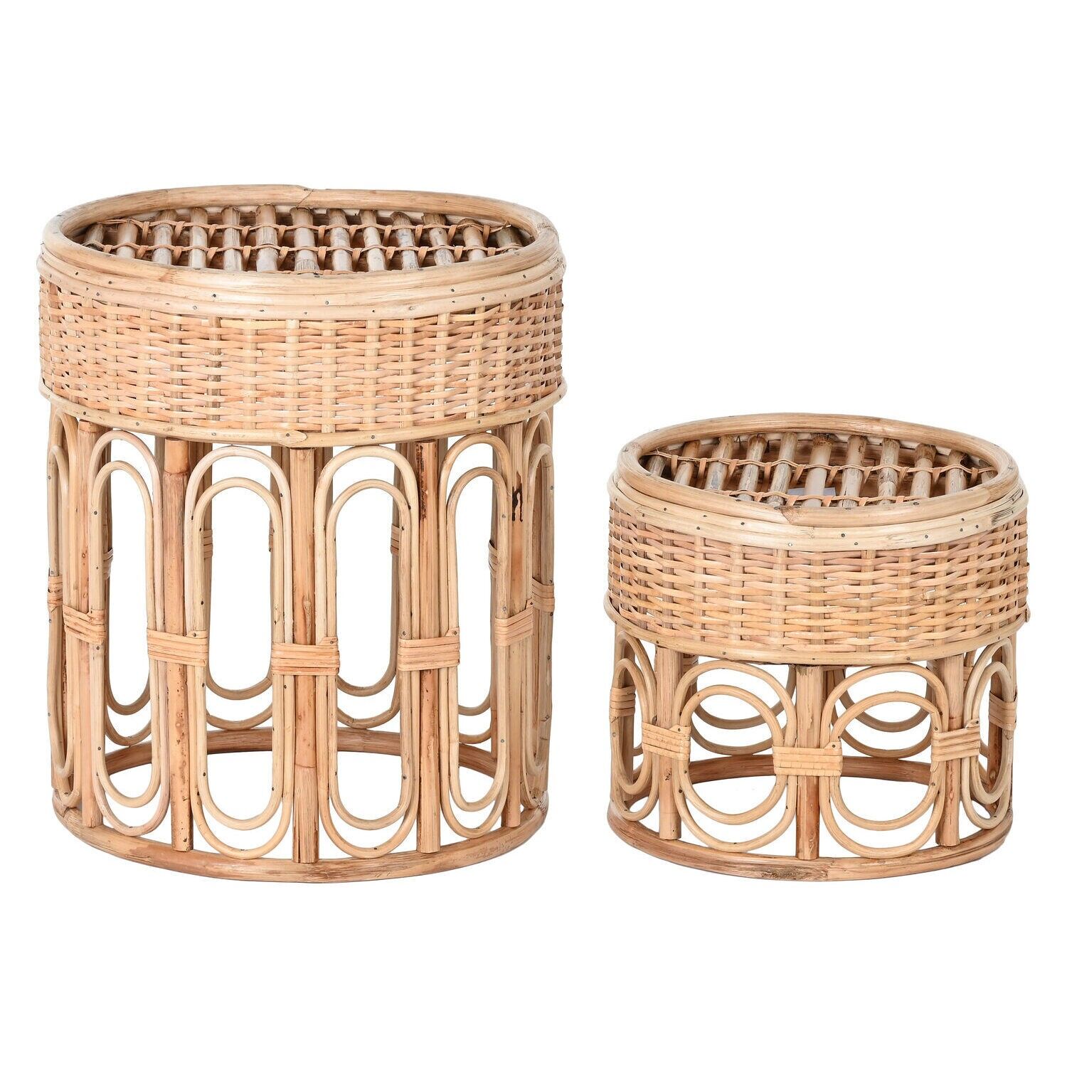Side table set of 2 wicker 42x42x47 natural MB217798