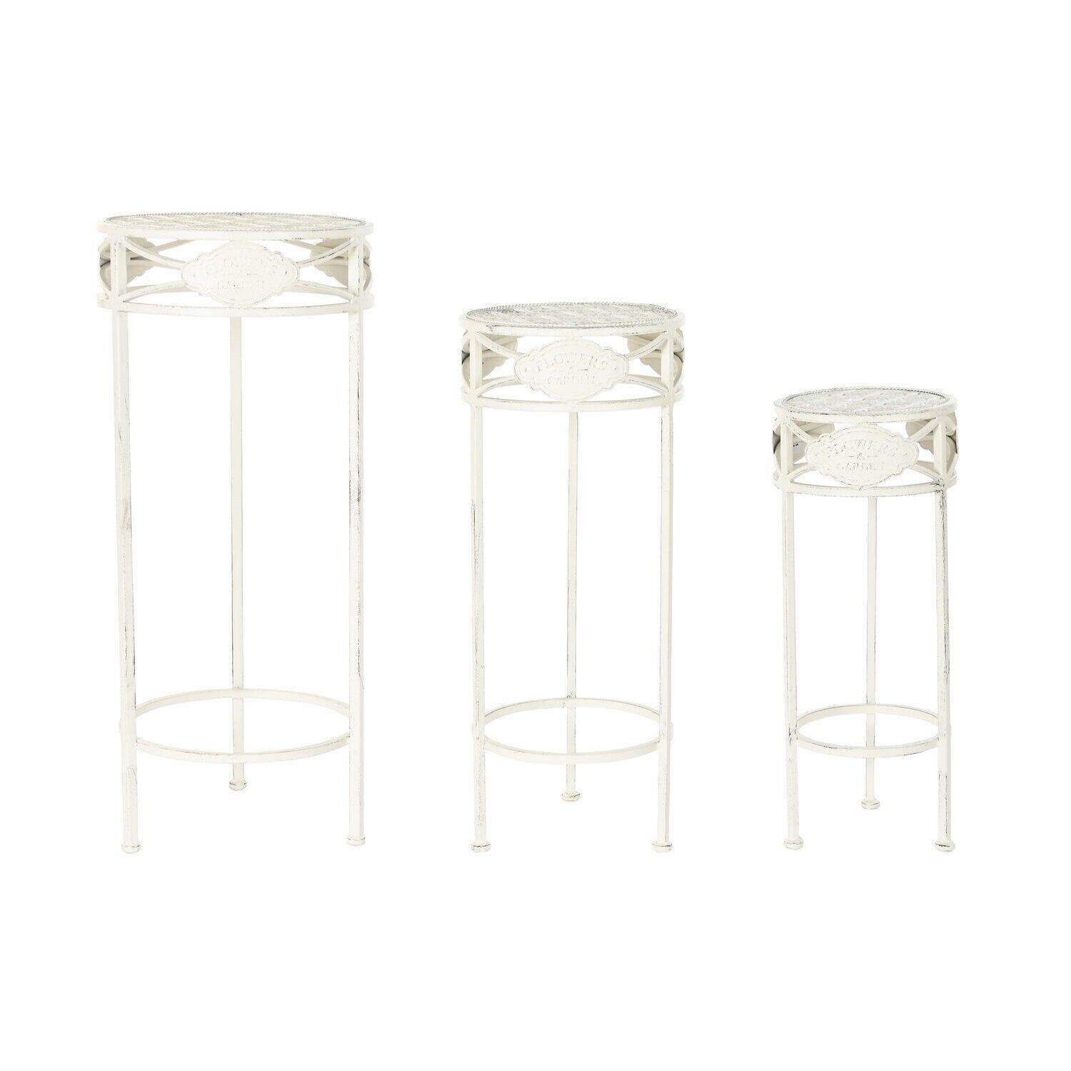 Side table set of 3 metal 30.5x30.5x70 white MB218406