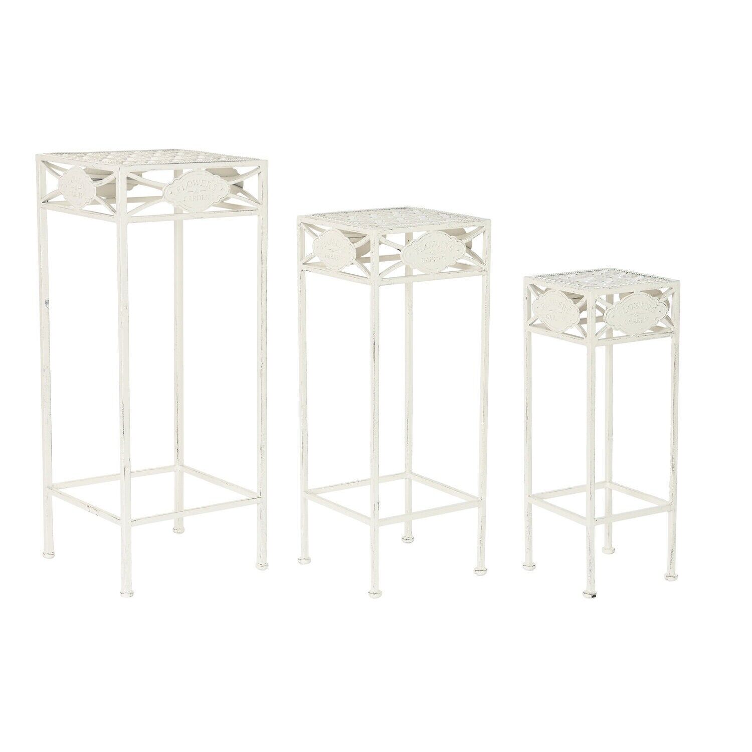Side table set of 3 metal 30x30x70 white MB218407