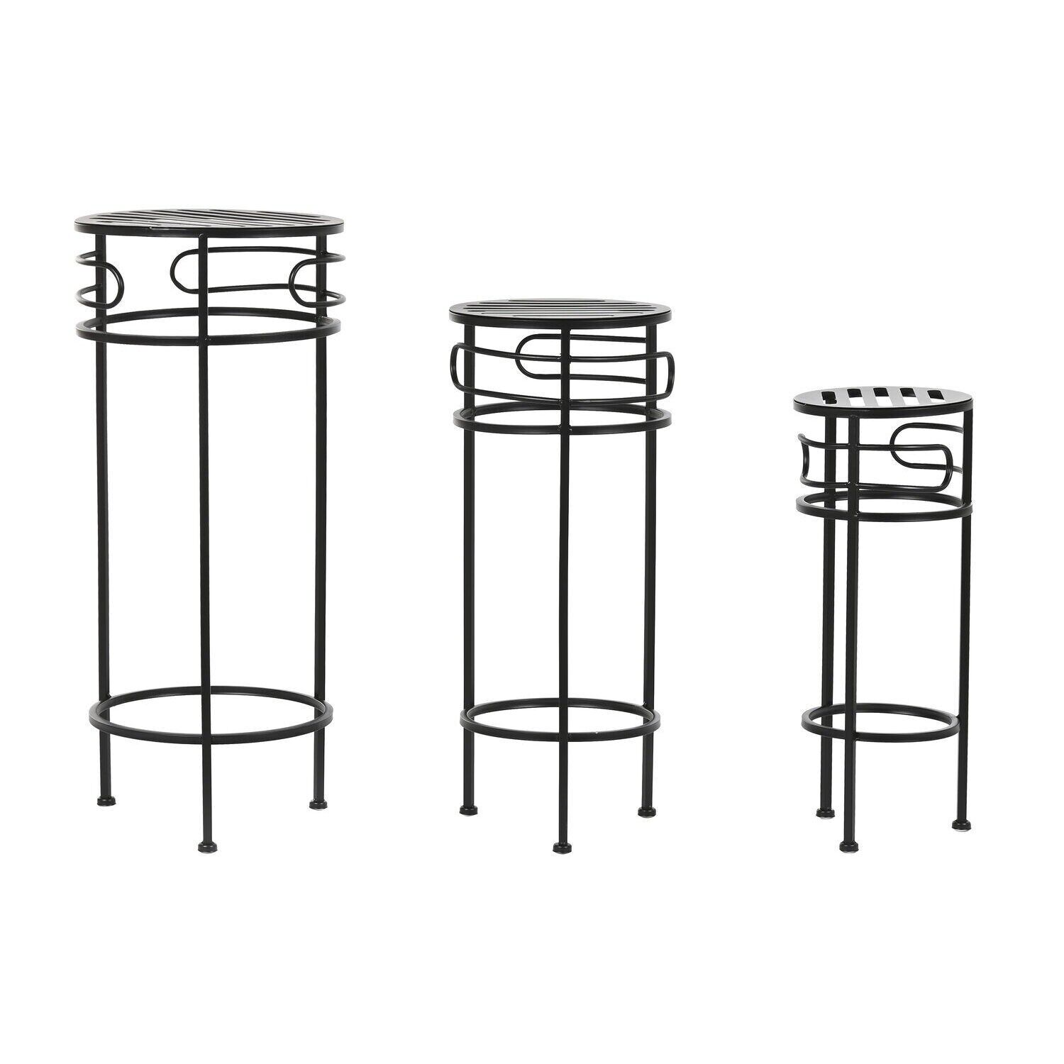 Side table set of 3 metal 30x30x70 black MB217114