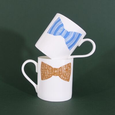 Original Bow Tie Mugs - set of two (blue and mustard)