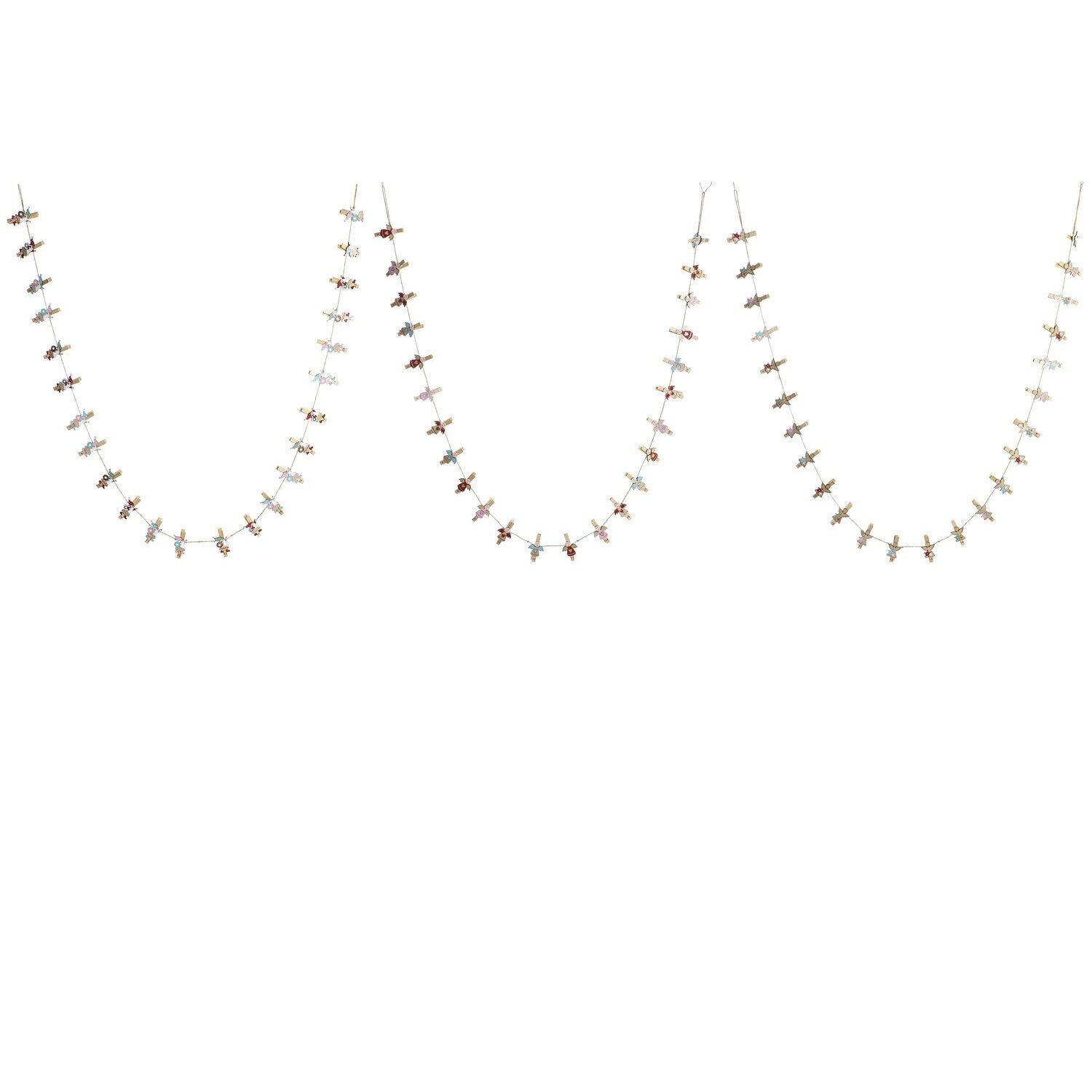 Set of 24 wooden clothespins, 40x15x2 cm, angel design, 3 assorted shapes - Christmas decoration - NV198501