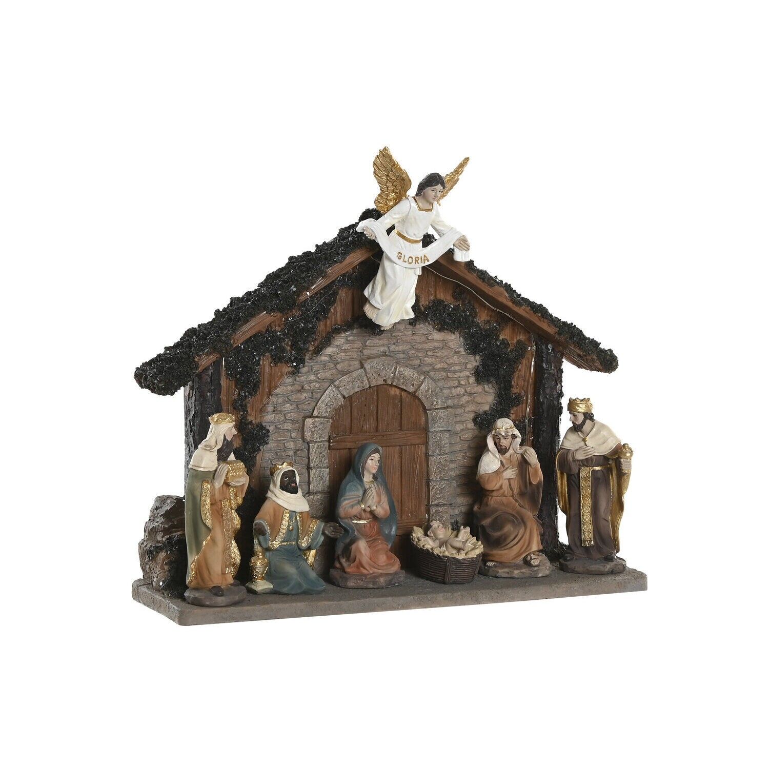 Nativity scene with LED resin, 28x8.5x23 cm, multicolored - Christmas decoration - NV220771