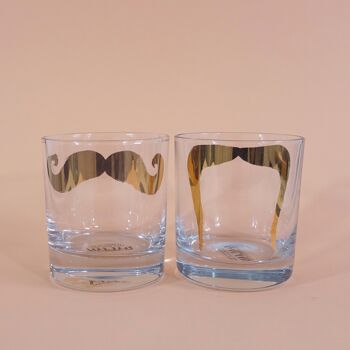 INSPECTEUR POIROT & FU MANCHU GOLDEN Moustache TUMBLER - LOT DE 2