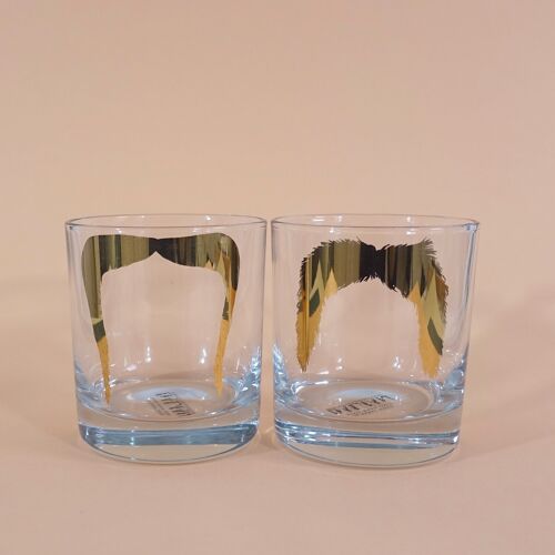 Fu manchu & magnum p.i. golden moustache tumbler - set of 2