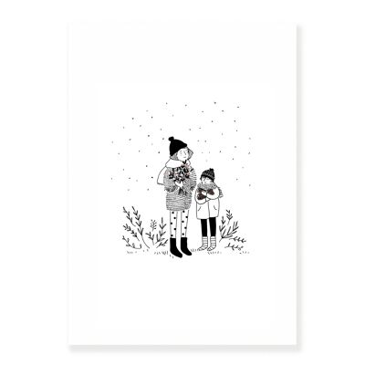 Poster Nella foresta - Mamma e ragazzo