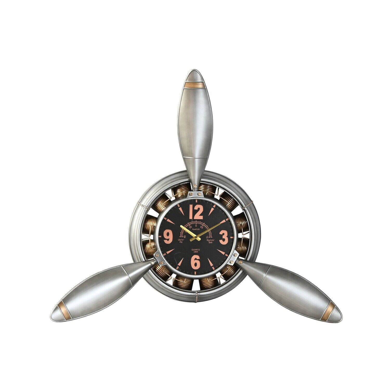 PVC metal wall clock 133x24x120 airplane propeller RE218957